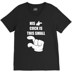 cock is small V-Neck Tee | Artistshot