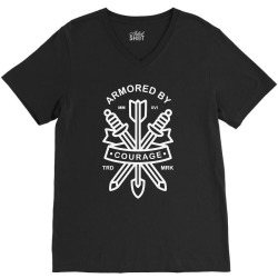 armored by courage V-Neck Tee | Artistshot