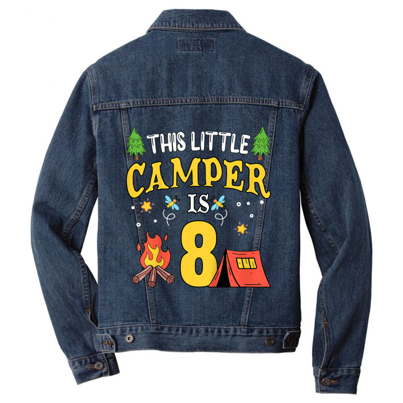 Kids Funny 8th Camping Birthday Camper Lover 8 Year Old Gifts T Shirt Men Denim Jacket | Artistshot