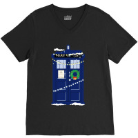 Doctor Who Police Box Christmas V-neck Tee | Artistshot