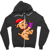 Cute Stuffed Dog Holding Christmas Zipper Hoodie | Artistshot