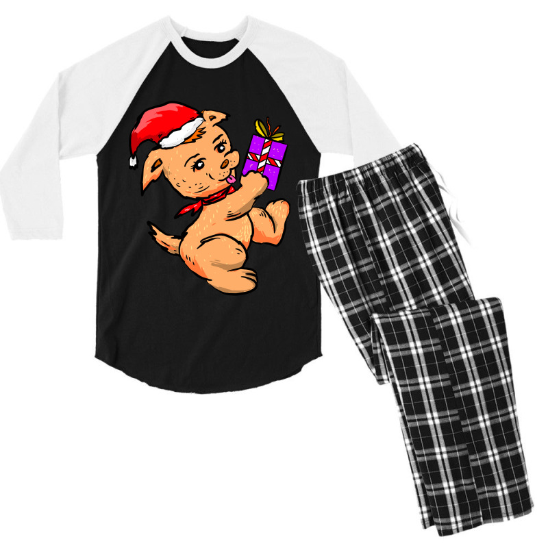 Cute Stuffed Dog Holding Christmas Men's 3/4 Sleeve Pajama Set | Artistshot