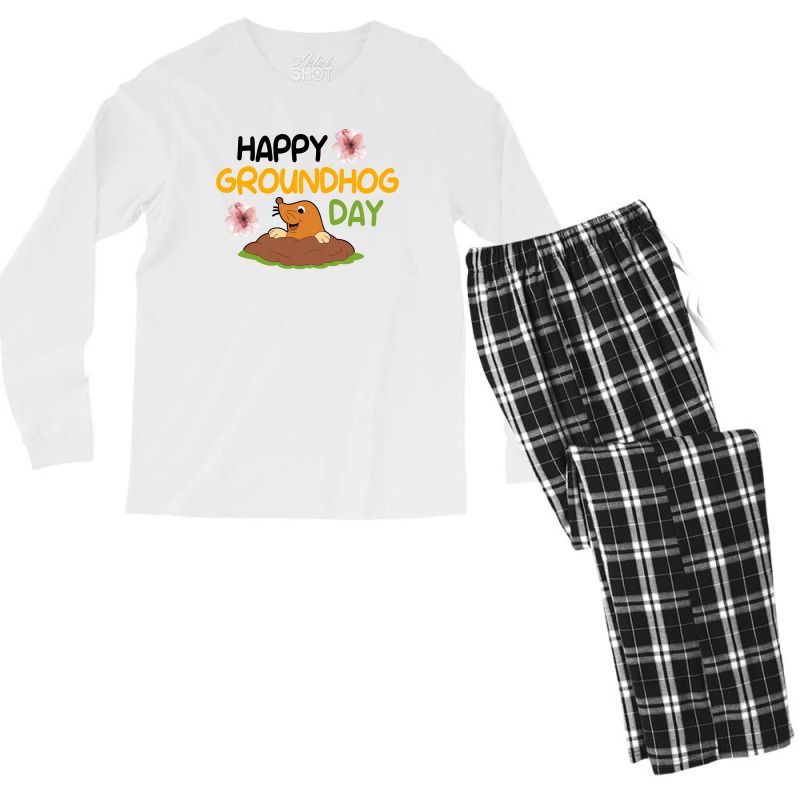 Happy Groundhog Day Men's Long Sleeve Pajama Set | Artistshot
