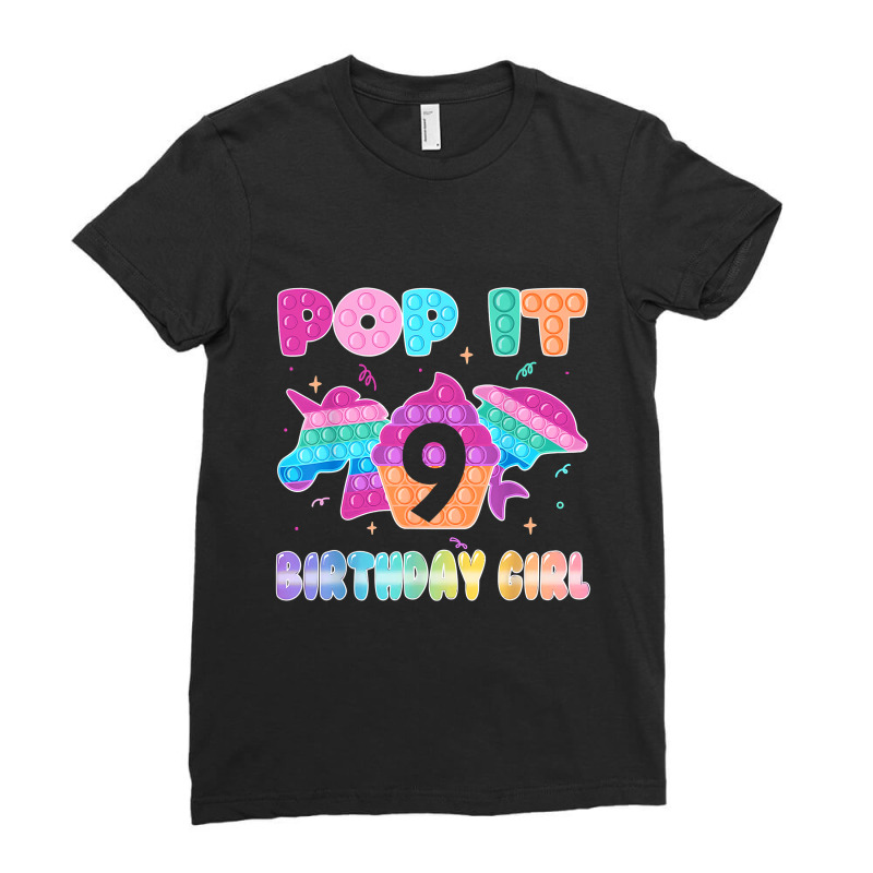 Birthday Girl Pop It 9 Unicorn Girls Boys Pop It Nine 9th T Shirt Ladies Fitted T-Shirt by Kevin_VandenBerge | Artistshot