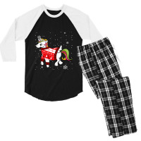 Christmas Unicorn Ugly Costumes Matching Family Xmas Pajama T Shirt Men's 3/4 Sleeve Pajama Set | Artistshot