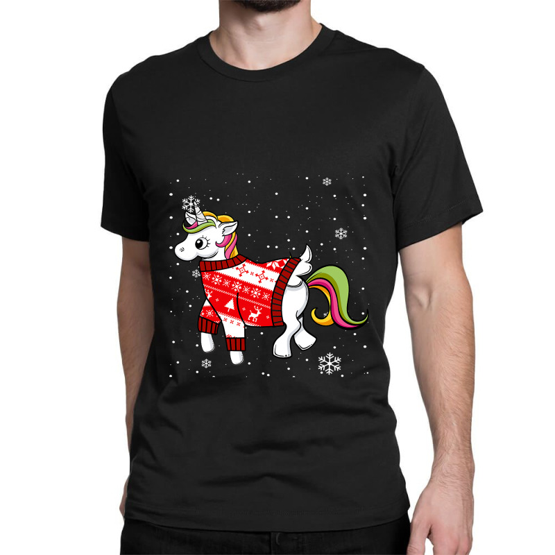 Christmas Unicorn Ugly Costumes Matching Family Xmas Pajama T Shirt Classic T-shirt by Kevin_VandenBerge | Artistshot