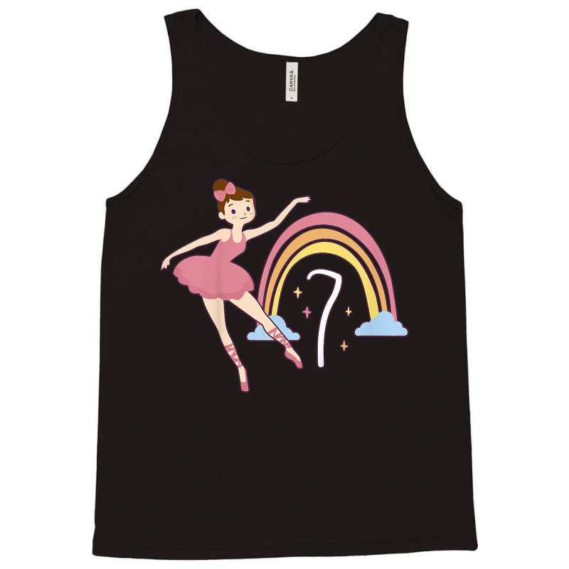 Kids Kids 7th Birthday Ballerina 7 Years Old Girl Ballet Dancer T Shir Tank Top | Artistshot