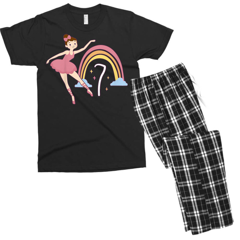 Kids Kids 7th Birthday Ballerina 7 Years Old Girl Ballet Dancer T Shir Men's T-shirt Pajama Set | Artistshot