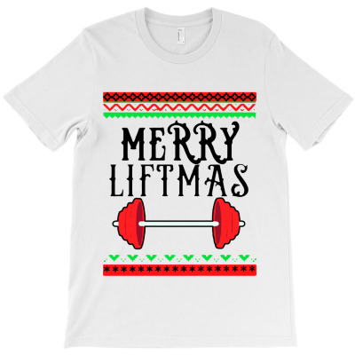Awesome Merry Liftmas Weightlifting Christmas T-shirt Designed By Amelia Zack