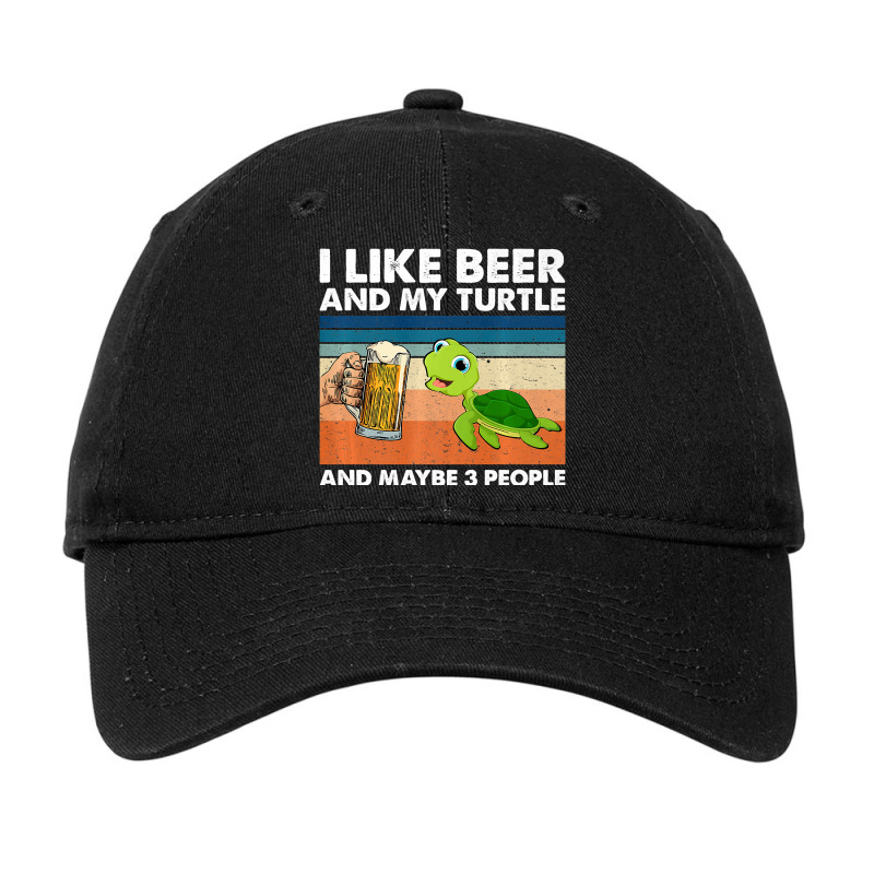 Retro I Like Beer My Turtle And Maybe 3 People Turtle Lover Premium T Adjustable Cap by James_Lane | Artistshot