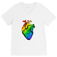 Rainbow Heart V-neck Tee | Artistshot