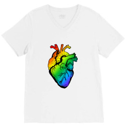 rainbow heart V-Neck Tee | Artistshot