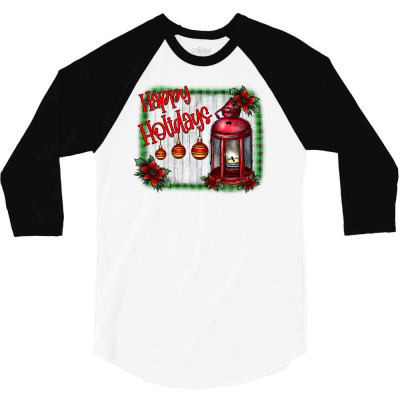 Happy Holidays 3/4 Sleeve Shirt Designed By Badaudesign