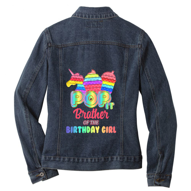 Pop It Brother Of The Birthday Girl Fidget Family Matching T Shirt Ladies Denim Jacket by Kevin_VandenBerge | Artistshot