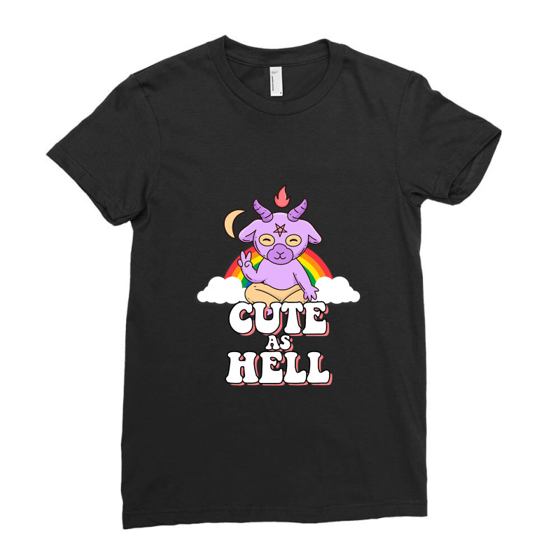 Satan Unicorn Goat Cute As Hell T Shirt Ladies Fitted T-Shirt by Kevin_VandenBerge | Artistshot