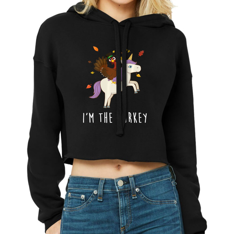 Silly I'm The Turkey Riding Unicorn Matching Thanksgiving Premium T Sh Cropped Hoodie by Kevin_VandenBerge | Artistshot