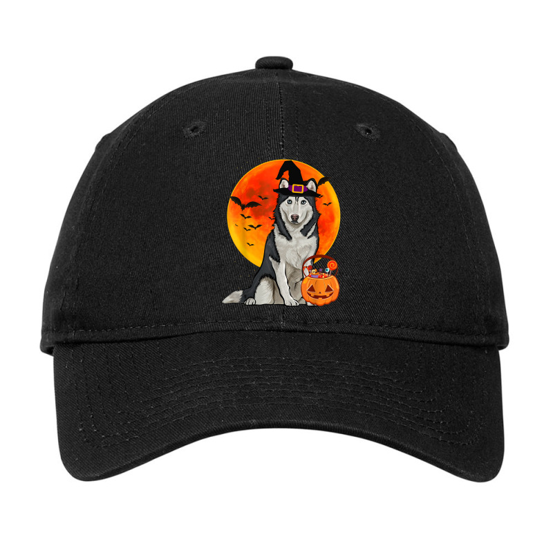 Dog Halloween Siberian Husky Jack O Lantern Pumpkin Adjustable Cap by Brynlee-Everett | Artistshot