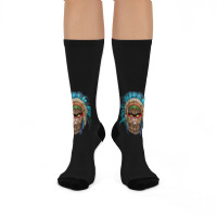 Fluffy Persian Cat Wearing Native American Indian Headdress Crew Socks | Artistshot