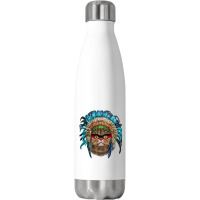 Fluffy Persian Cat Wearing Native American Indian Headdress Stainless Steel Water Bottle | Artistshot