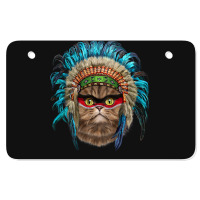 Fluffy Persian Cat Wearing Native American Indian Headdress Atv License Plate | Artistshot