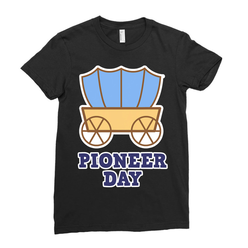 Funny Patriotism Pioneer Day America Utah Wagon Women Men T Shirt Ladies Fitted T-Shirt by ChristineWeber89 | Artistshot