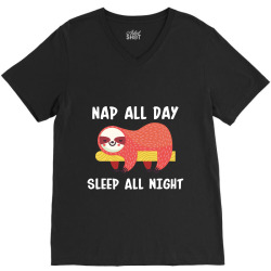 nap all day sleep all nigh V-Neck Tee | Artistshot