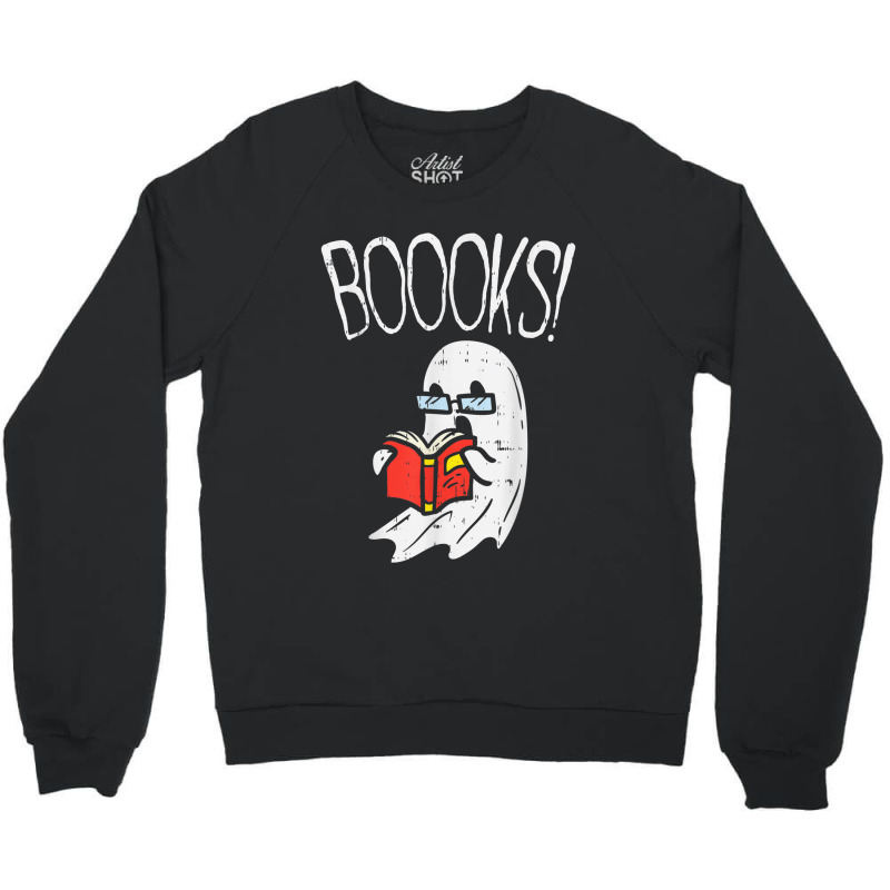 Boooks Ghost Librarian Reading Book Funny Halloween Costume Crewneck Sweatshirt | Artistshot