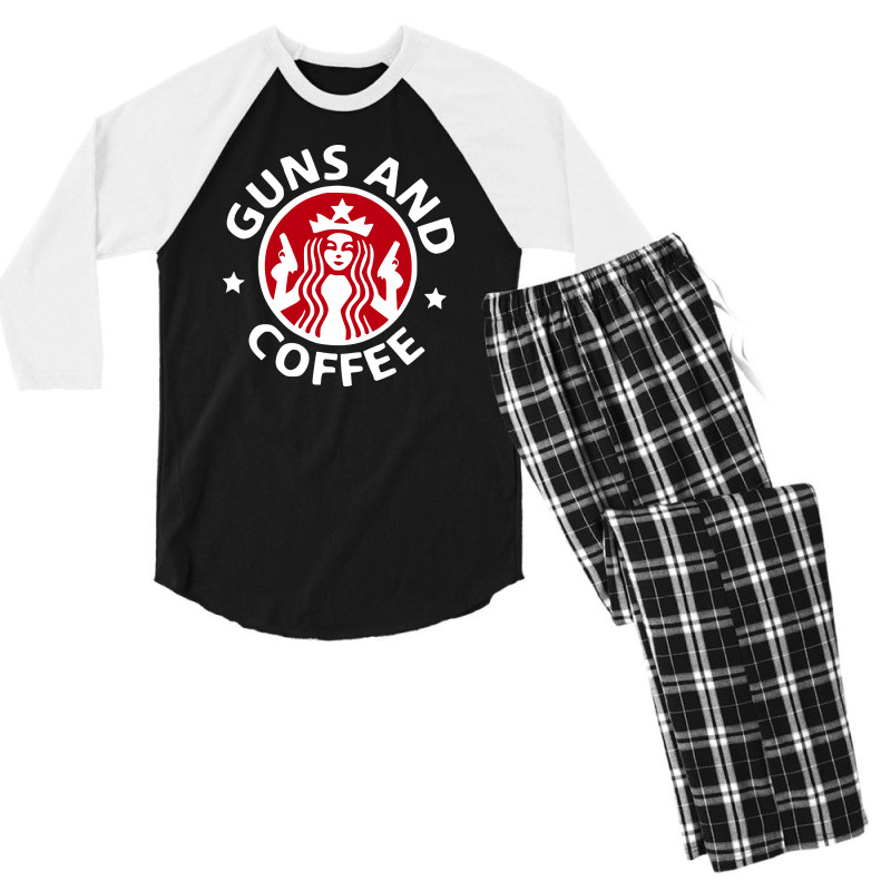 Guns And Coffee Men's 3/4 Sleeve Pajama Set | Artistshot