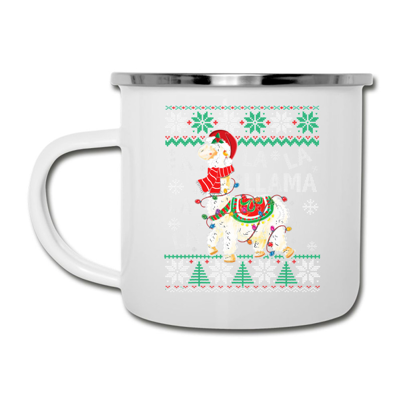 Fa La La Llama Christmas Santa Hat Lights Ugly Sweater 136 Camper Cup | Artistshot