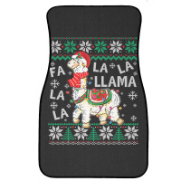 Fa La La Llama Christmas Santa Hat Lights Ugly Sweater 136 Front Car Mat | Artistshot