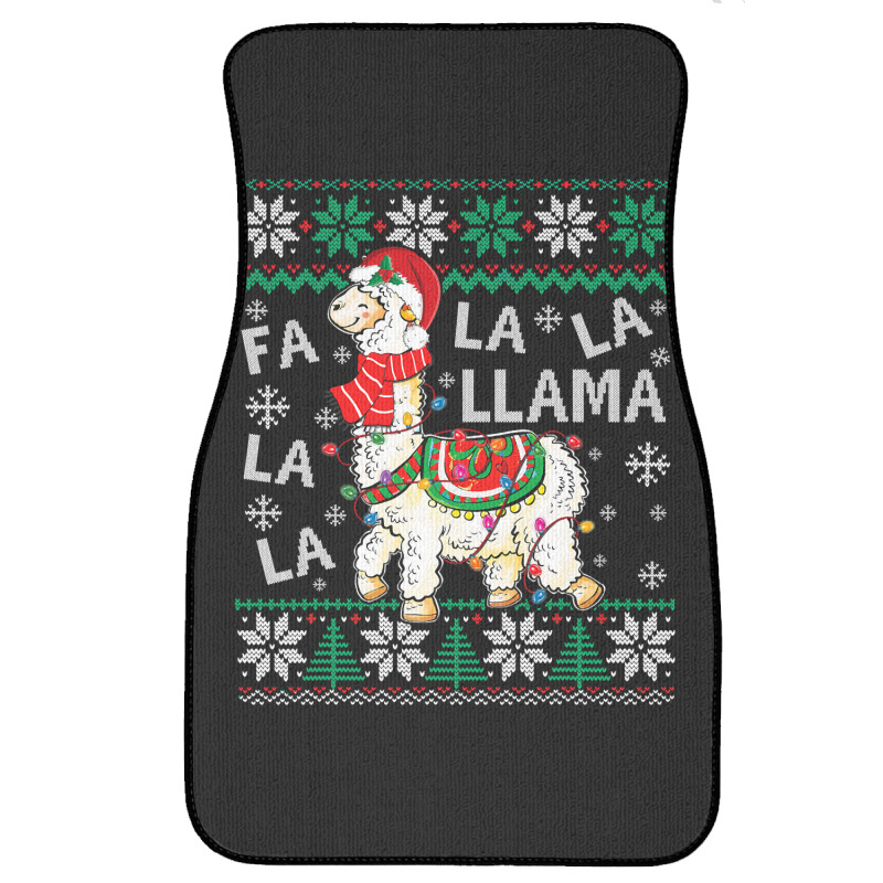 Fa La La Llama Christmas Santa Hat Lights Ugly Sweater 136 Front Car Mat | Artistshot