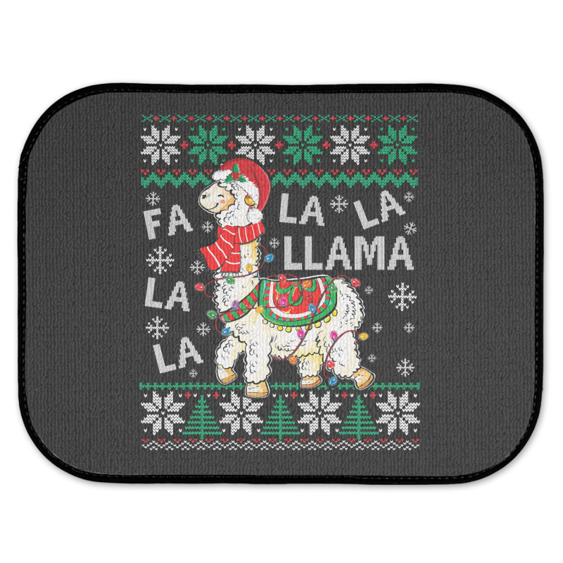 Fa La La Llama Christmas Santa Hat Lights Ugly Sweater 136 Rear Car Mat | Artistshot