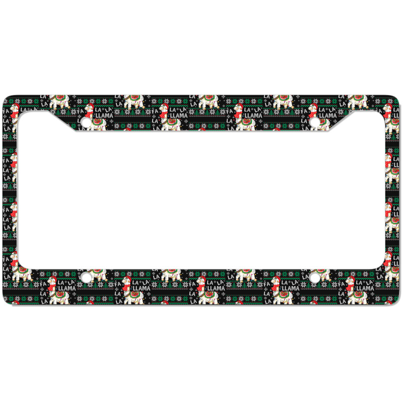 Fa La La Llama Christmas Santa Hat Lights Ugly Sweater 136 License Plate Frame | Artistshot