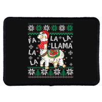 Fa La La Llama Christmas Santa Hat Lights Ugly Sweater 136 Rectangle Patch | Artistshot