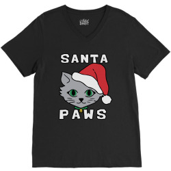 santa paws cat kitten ugly christmas V-Neck Tee | Artistshot