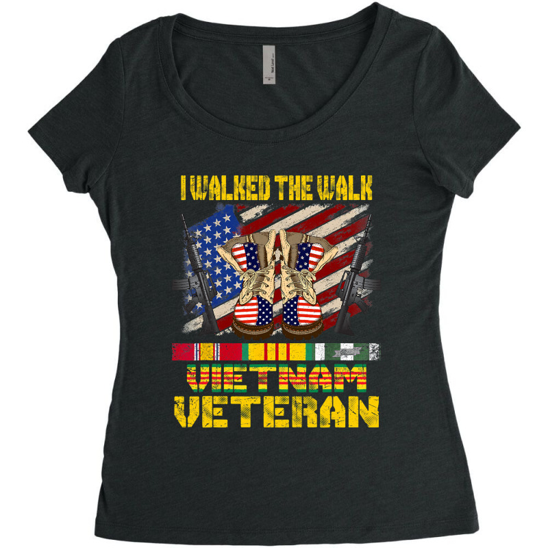 Vietnam Veteran With Us Flag With Combat Boots Patriotic 207 Women's Triblend Scoop T-shirt by pester | Artistshot