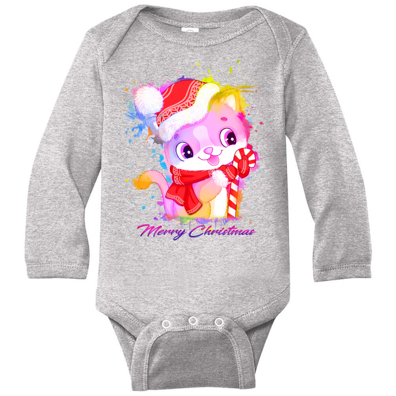 Merry Christmas Cat Long Sleeve Baby Bodysuit | Artistshot