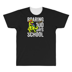 roaring into 100 days of school dinosaur rex boys All Over Men's T-shirt | Artistshot