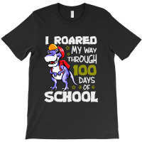 T Rex Roaring Into 100 Days Of School T-shirt | Artistshot