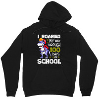 T Rex Roaring Into 100 Days Of School Unisex Hoodie | Artistshot