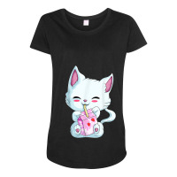 Cute Cat Strawberry Milk Shirt For Women Girls, Kawaii Neko T Shirt Maternity Scoop Neck T-shirt | Artistshot