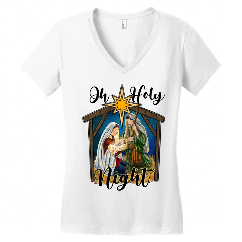 Oh Holy Night Holy Family Women's V-Neck T-Shirt by RanaPortraitStore | Artistshot