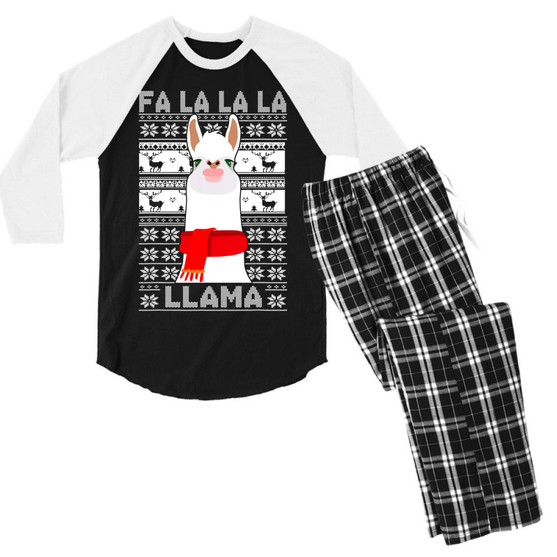 Fa La La Llama Christmas Pajama Alphaca Xmas Decorations 56 Men's 3/4 Sleeve Pajama Set | Artistshot