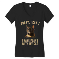 T Shirt Sorry, I Cant I Have Plans With My Cat Tortoiseshell Women's V-neck T-shirt | Artistshot