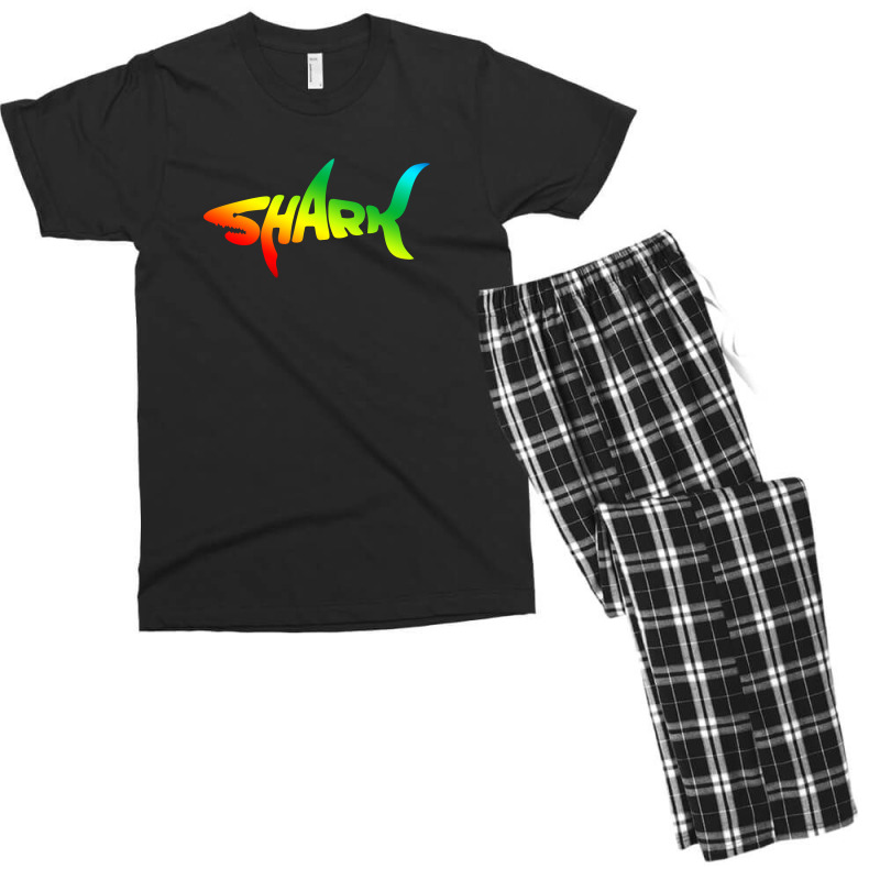 Shark  Typography Men's T-shirt Pajama Set | Artistshot