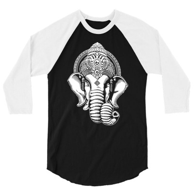 Ganesha  Hindu Yoga Funny 3/4 Sleeve Shirt Designed By Suryama