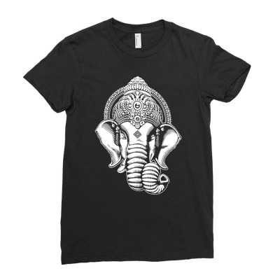 Ganesha  Hindu Yoga Funny Ladies Fitted T-shirt Designed By Suryama