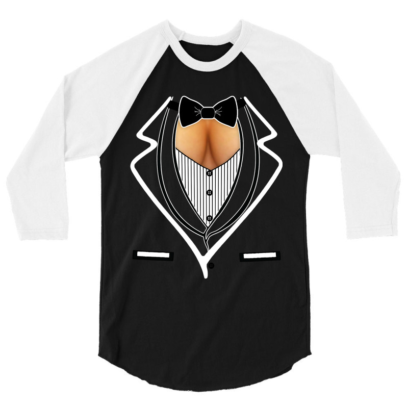 Funny Ladies Cleavage Tuxedo Party Mardi Gras Tailgate T Shirt 3/4 Sleeve Shirt by bakien89 | Artistshot