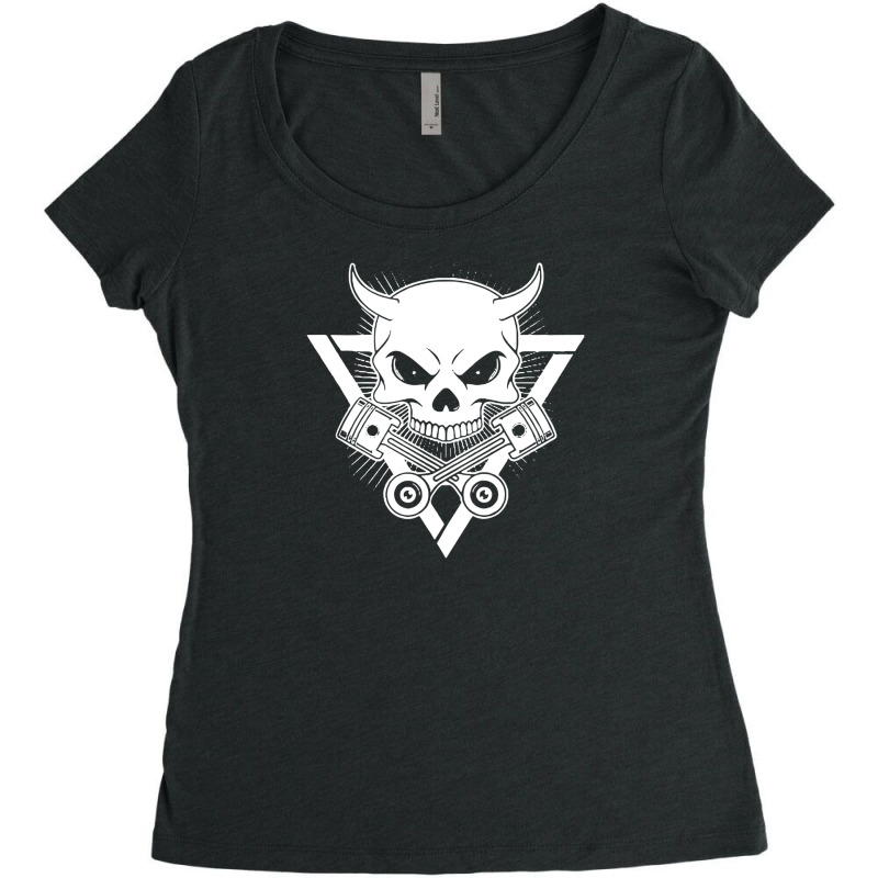 Skull Piston Funny Women's Triblend Scoop T-shirt by suryama | Artistshot