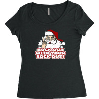 Rock Out With Your Sock Out Funny Christmas Santa Claus Women's Triblend Scoop T-shirt | Artistshot